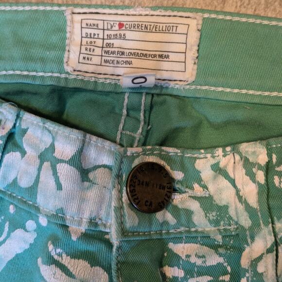 DVF x Current/Elliott Womens Sz 26-0 Jeans Painted Skinny Mint Floral High Waist - Picture 5 of 10